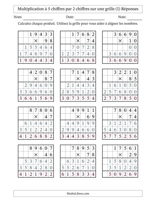 Multiplication à 5 chiffres par 2 chiffres avec le support d'une grille (I) page 2