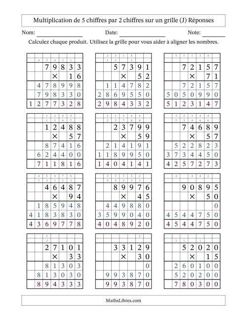 Multiplication de 5 chiffres par 2 chiffres avec l'aide d'une grille avec retenue (J) page 2