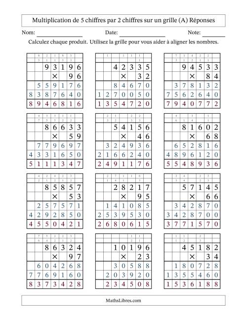 Multiplication de 5 chiffres par 2 chiffres avec l'aide d'une grille avec retenue (Tout) page 2