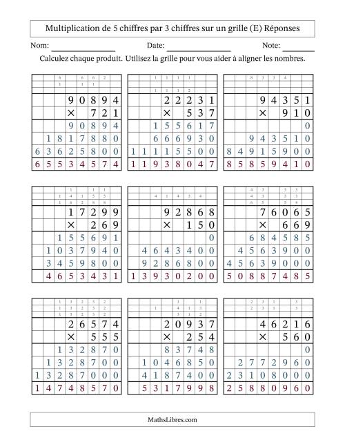 Multiplication de 5 chiffres par 3 chiffres avec l'aide d'une grille avec retenue (E) page 2