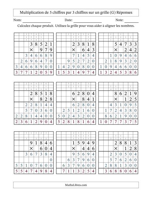 Multiplication de 5 chiffres par 3 chiffres avec l'aide d'une grille avec retenue (G) page 2