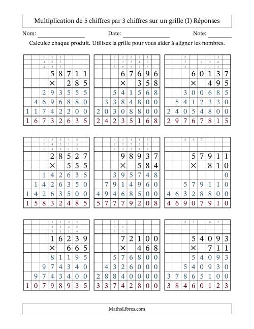 Multiplication de 5 chiffres par 3 chiffres avec l'aide d'une grille avec retenue (I) page 2