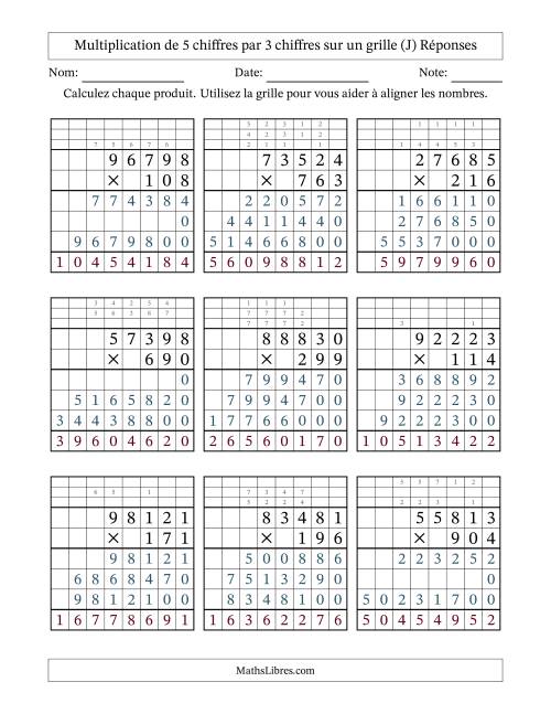 Multiplication de 5 chiffres par 3 chiffres avec l'aide d'une grille avec retenue (J) page 2