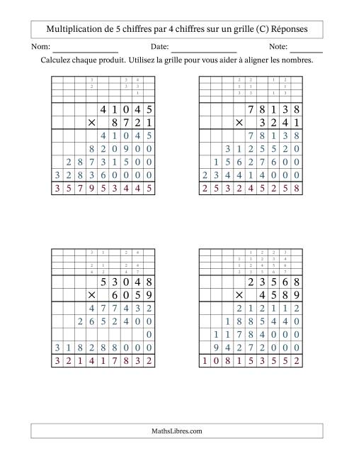 Multiplication de 5 chiffres par 4 chiffres avec l'aide d'une grille avec retenue (C) page 2