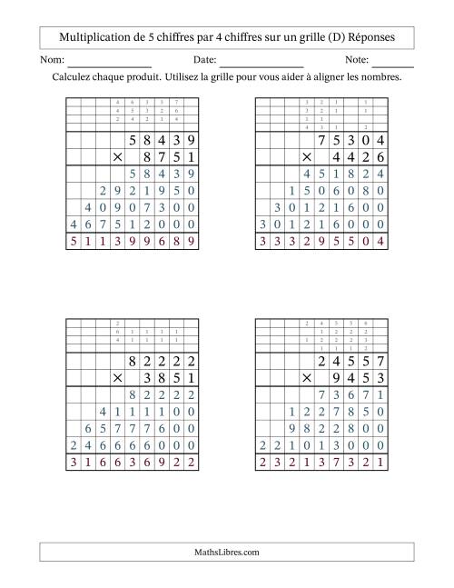 Multiplication de 5 chiffres par 4 chiffres avec l'aide d'une grille avec retenue (D) page 2