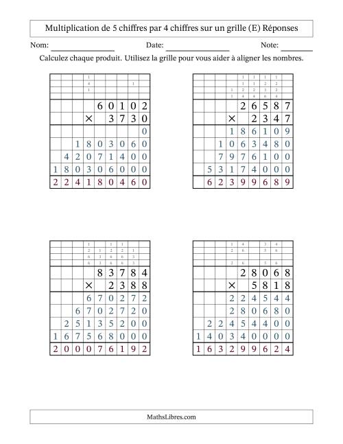 Multiplication de 5 chiffres par 4 chiffres avec l'aide d'une grille avec retenue (E) page 2