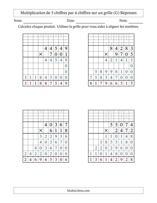 Multiplication de 5 chiffres par 4 chiffres avec l'aide d'une grille avec retenue (G) page 2