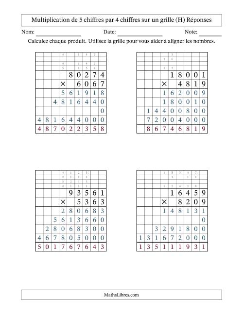 Multiplication de 5 chiffres par 4 chiffres avec l'aide d'une grille avec retenue (H) page 2