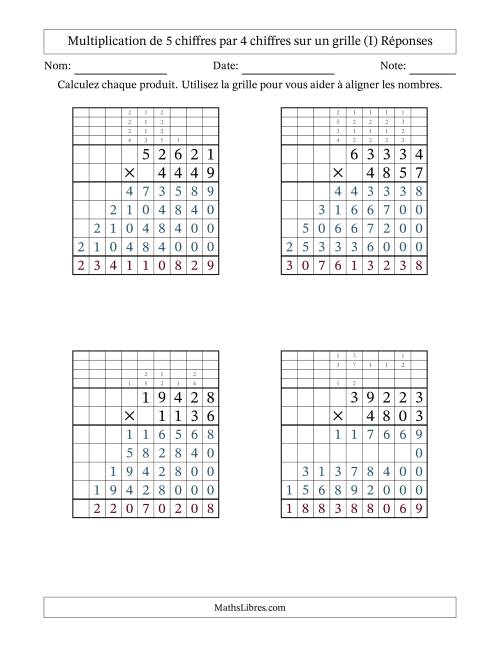 Multiplication de 5 chiffres par 4 chiffres avec l'aide d'une grille avec retenue (I) page 2