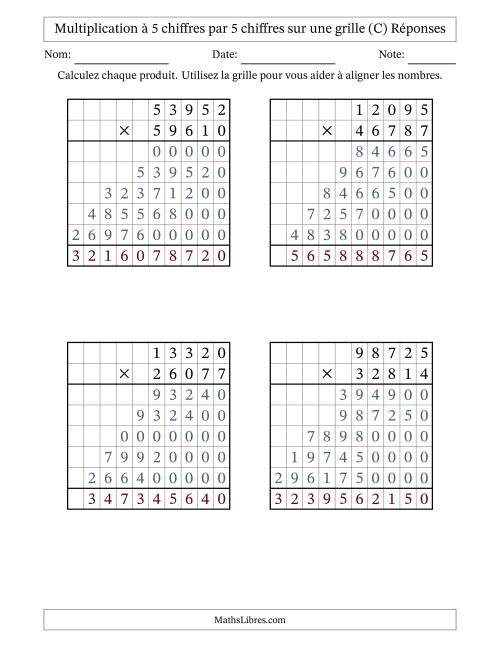 Multiplication à 5 chiffres par 5 chiffres avec le support d'une grille (C) page 2