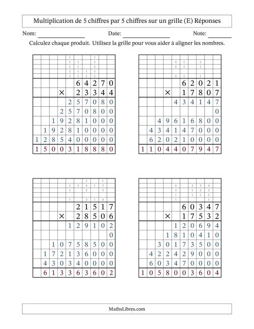 Multiplication de 5 chiffres par 5 chiffres avec l'aide d'une grille avec retenue (E) page 2