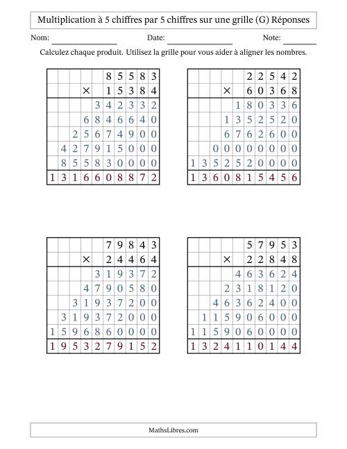 Multiplication à 5 chiffres par 5 chiffres avec le support d'une grille (G) page 2