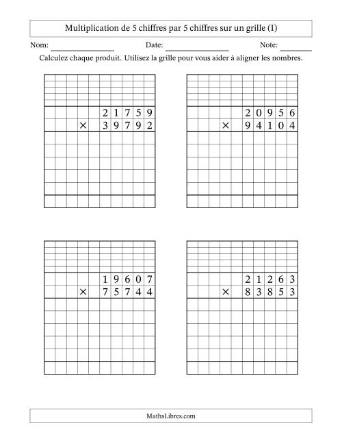 Multiplication de 5 chiffres par 5 chiffres avec l'aide d'une grille avec retenue (I)