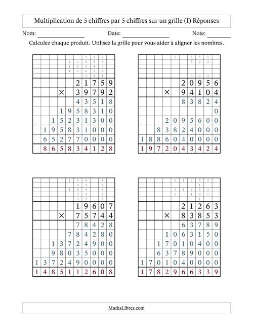 Multiplication de 5 chiffres par 5 chiffres avec l'aide d'une grille avec retenue (I) page 2