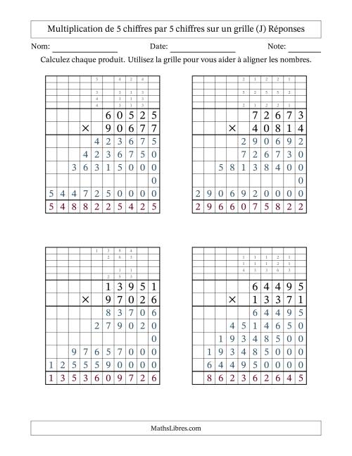 Multiplication de 5 chiffres par 5 chiffres avec l'aide d'une grille avec retenue (J) page 2