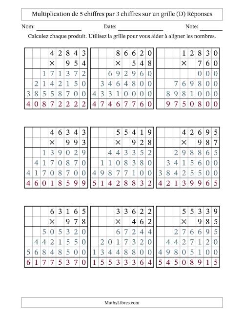 Multiplication de 5 chiffres par 3 chiffres avec l'aide d'une grille sans retenue (D) page 2