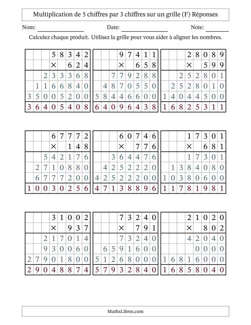 Multiplication de 5 chiffres par 3 chiffres avec l'aide d'une grille sans retenue (F) page 2