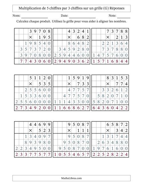 Multiplication de 5 chiffres par 3 chiffres avec l'aide d'une grille sans retenue (G) page 2