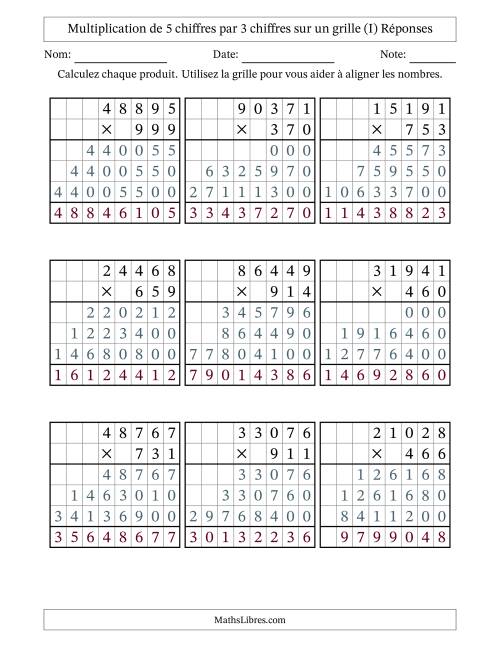 Multiplication de 5 chiffres par 3 chiffres avec l'aide d'une grille sans retenue (I) page 2