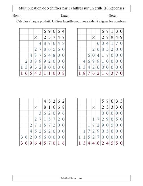 Multiplication de 5 chiffres par 5 chiffres avec l'aide d'une grille sans retenue (F) page 2