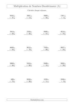 Multiplication de Nombres Duodécimaux (Base 12)