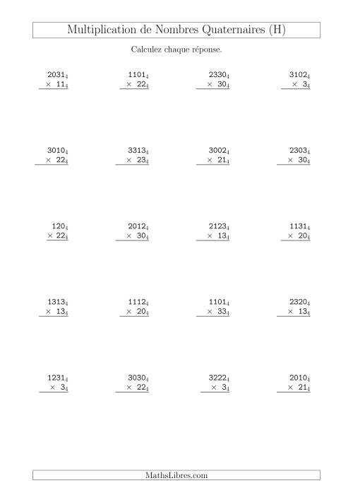 Multiplication de Nombres Quaternaires (Base 4) (H)