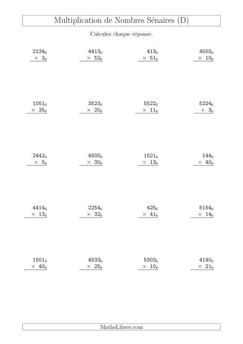 Multiplication de Nombres Sénaires (Base 6) (D)