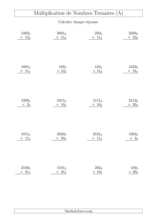 Multiplication de Nombres Ternaires (Base 3) (Tout)