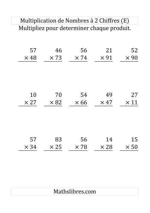 Multiplication de Nombres à 2 Chiffres par des Nombres à 2 Chiffres (Gros Caractère) (E)