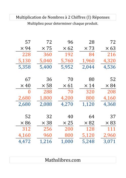 Multiplication de Nombres à 2 Chiffres par des Nombres à 2 Chiffres (Gros Caractère) (I) page 2