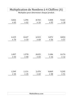 Multiplication de Nombres à 4 Chiffres par des Nombres à 2 Chiffres