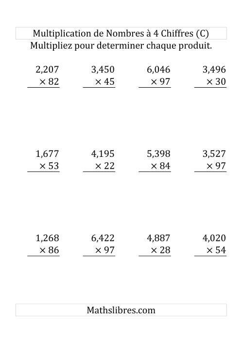 Multiplication de Nombres à 4 Chiffres par des Nombres à 2 Chiffres (Gros Caractère) (C)