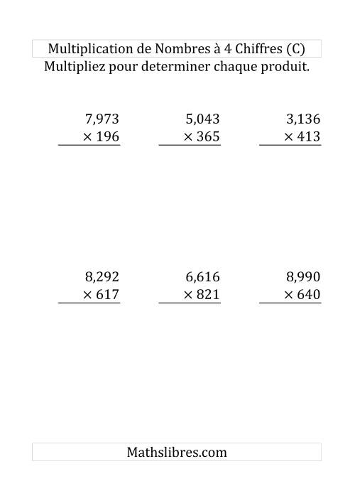 Multiplication de Nombres à 4 Chiffres par des Nombres à 3 Chiffres (Gros Caractère) (C)