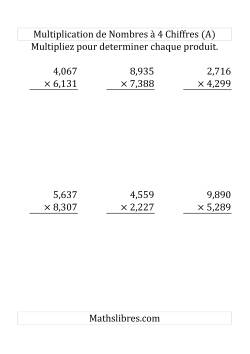 Multiplication de Nombres à 4 Chiffres par des Nombres à 4 Chiffres (Grand Format)