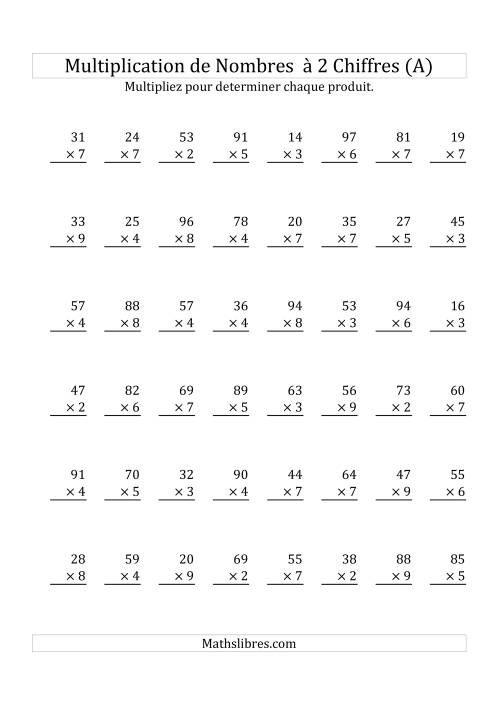 Multiplication de Nombres à 2 Chiffres par des Nombres à 1 Chiffre (Ancien)