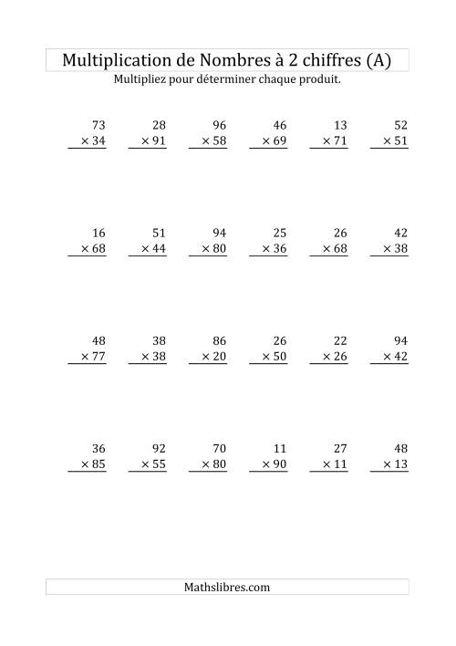 Multiplication de Nombres à 2 Chiffres par des Nombres à 2 Chiffres (Ancien)