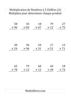 Multiplication de Nombres à 2 Chiffres par des Nombres à 2 Chiffres (Grand Format)