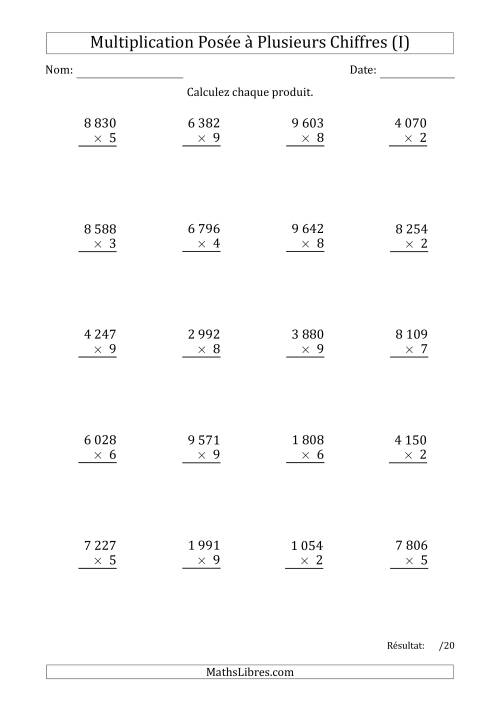Multiplication d'un Nombre à 4 Chiffres par un Nombre à 1 Chiffre avec une Espace comme Séparateur de Milliers (I)
