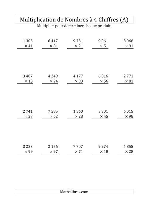 Multiplication de Nombres à 4 Chiffres par des Nombres à 2 Chiffres (Ancien)
