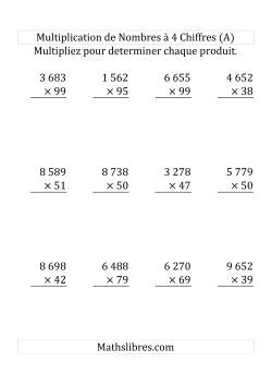 Multiplication de Nombres à 4 Chiffres par des Nombres à 2 Chiffres (Grand Format)