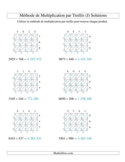 Multiplication de Nombres à 4 Chiffres par des Nombres à 3 Chiffres (J) page 2