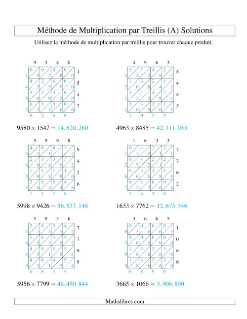 Multiplication de Nombres à 4 Chiffres par des Nombres à 4 Chiffres (A) page 2