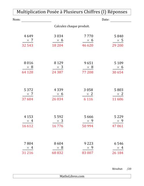 Multiplication d'un Nombre à 4 Chiffres par un Nombre à 1 Chiffre avec une Espace comme Séparateur de Milliers (I) page 2