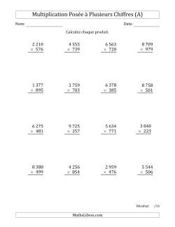 Multiplication d'un Nombre à 4 Chiffres par un Nombre à 3 Chiffres avec une Espace comme Séparateur de Milliers