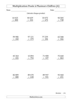 Multiplication d'un Nombre à 5 Chiffres par un Nombre à 3 Chiffres avec une Espace comme Séparateur de Milliers