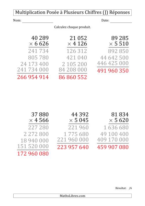 Multiplication d'un Nombre à 5 Chiffres par un Nombre à 4 Chiffres (Gros Caractère) avec une Espace comme Séparateur de Milliers (J) page 2