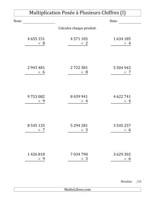 Multiplication d'un Nombre à 7 Chiffres par un Nombre à 1 Chiffre avec une Espace comme Séparateur de Milliers (I)