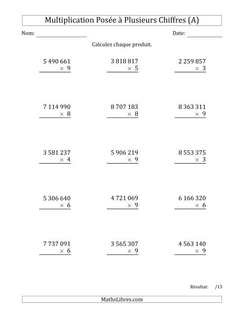 Multiplication d'un Nombre à 7 Chiffres par un Nombre à 1 Chiffre avec une Espace comme Séparateur de Milliers (Tout)