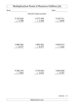 Multiplication d'un Nombre à 7 Chiffres par un Nombre à 4 Chiffres avec une Espace comme Séparateur de Milliers