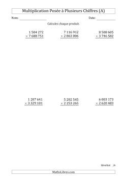 Multiplication d'un Nombre à 7 Chiffres par un Nombre à 7 Chiffres avec une Espace comme Séparateur de Milliers